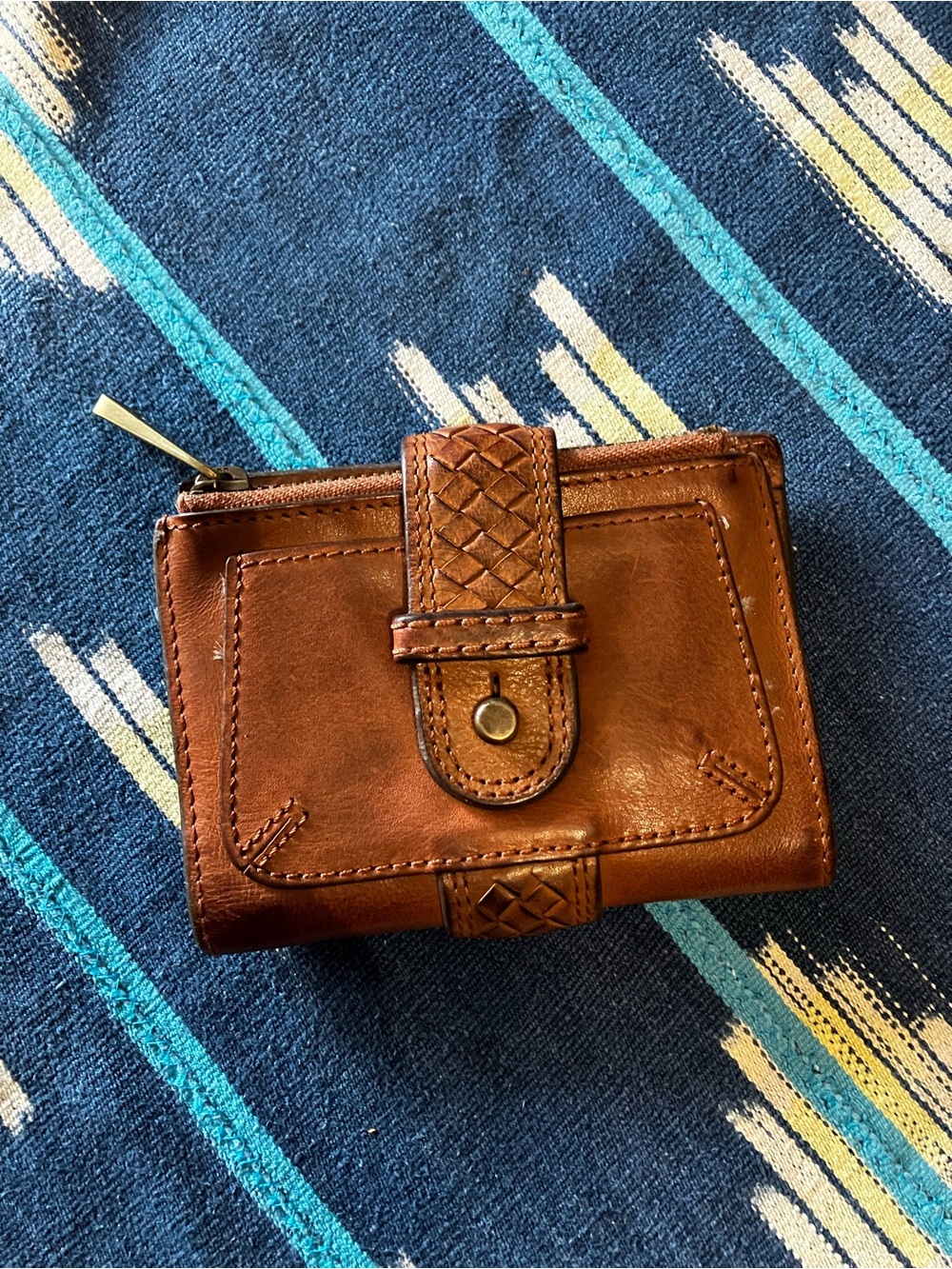 Tan Leather Wallet with Braiding Detail - Fossil